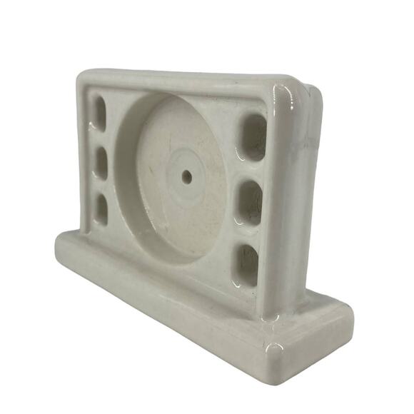 Vintage Ceramic 6-Slot Toothbrush and Cup Holder Wall Mount Antique Bath Reno - Picture 13 of 15